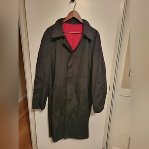 Men's London Fog Black Trench Coat with Red Lining